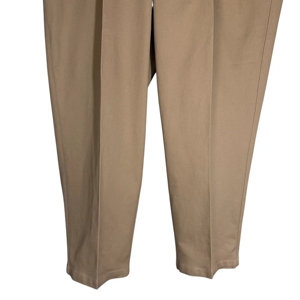Oak Hall Men's Dress Pants 46x30 Pleated Front Classic Fit Khaki Cotton Stretch